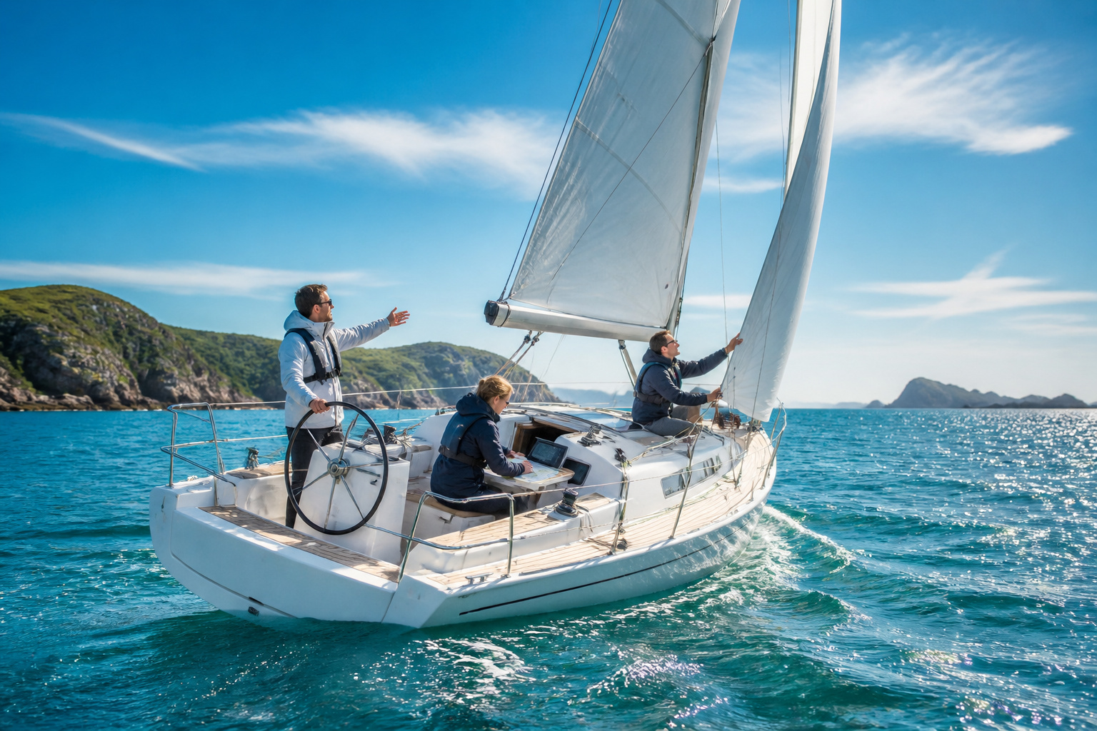 Apprentissage de la voile en haute mer