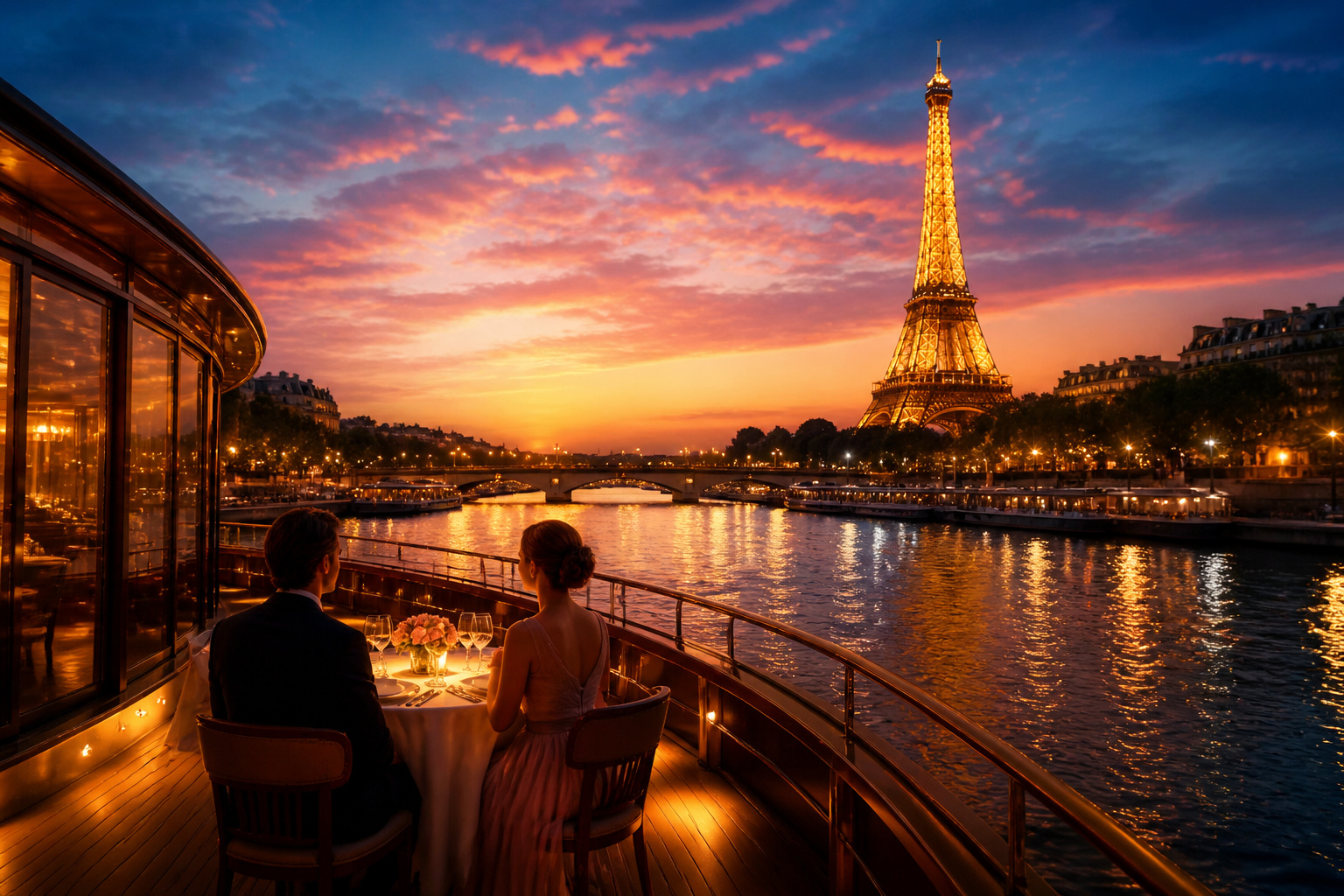 Diner romantique sur la seine a paris