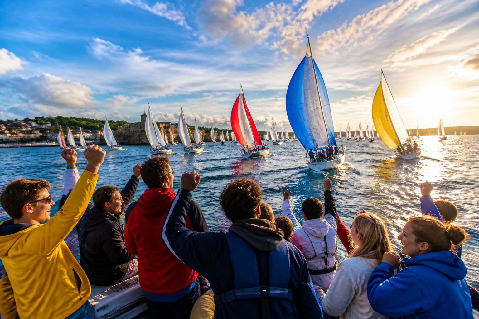 Course de voiliers etudiants sous le soleil