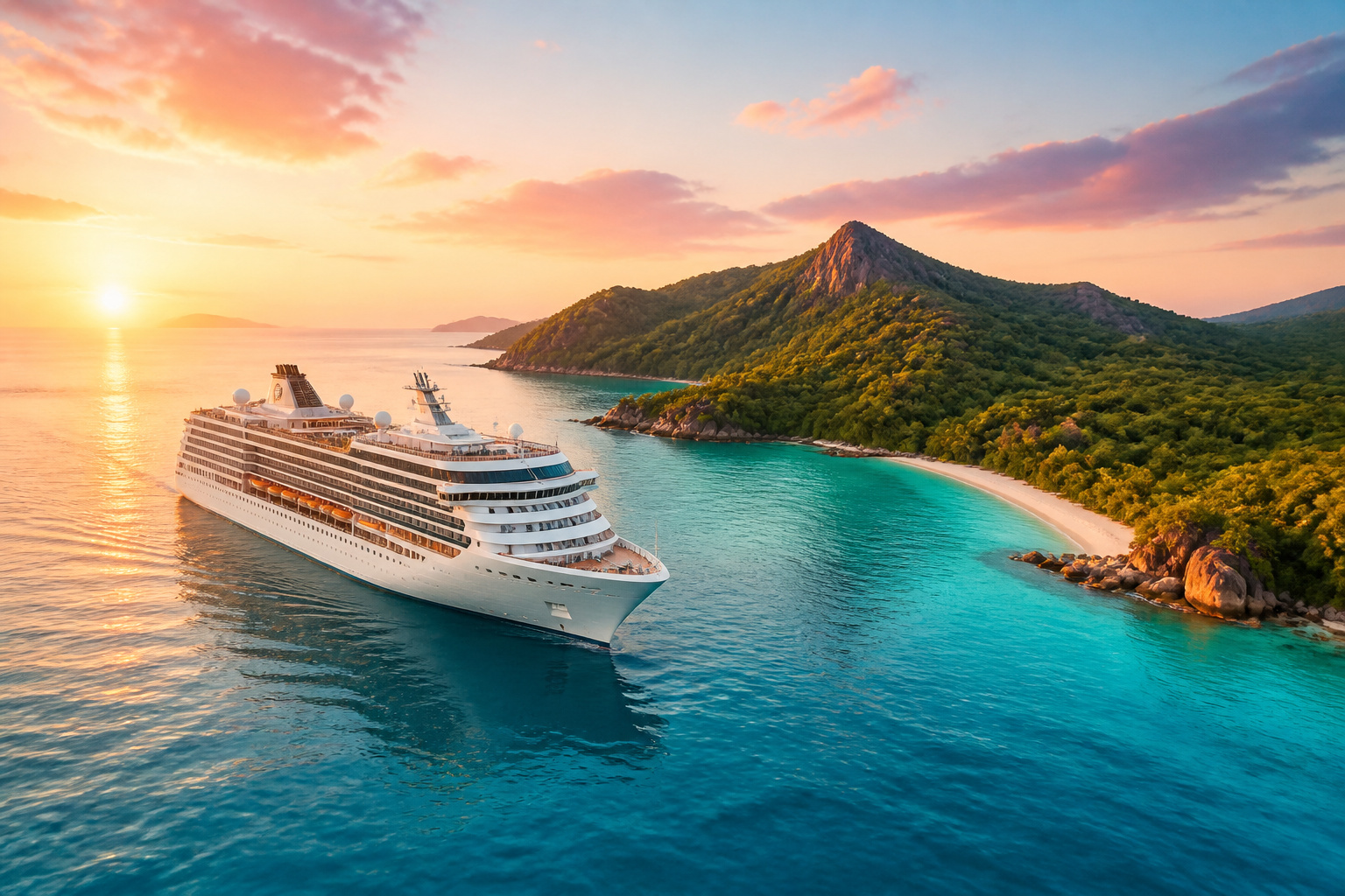 Croisiere au coucher du soleil tropical