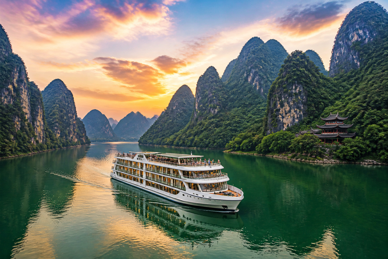 Croisiere luxueuse au coucher du soleil