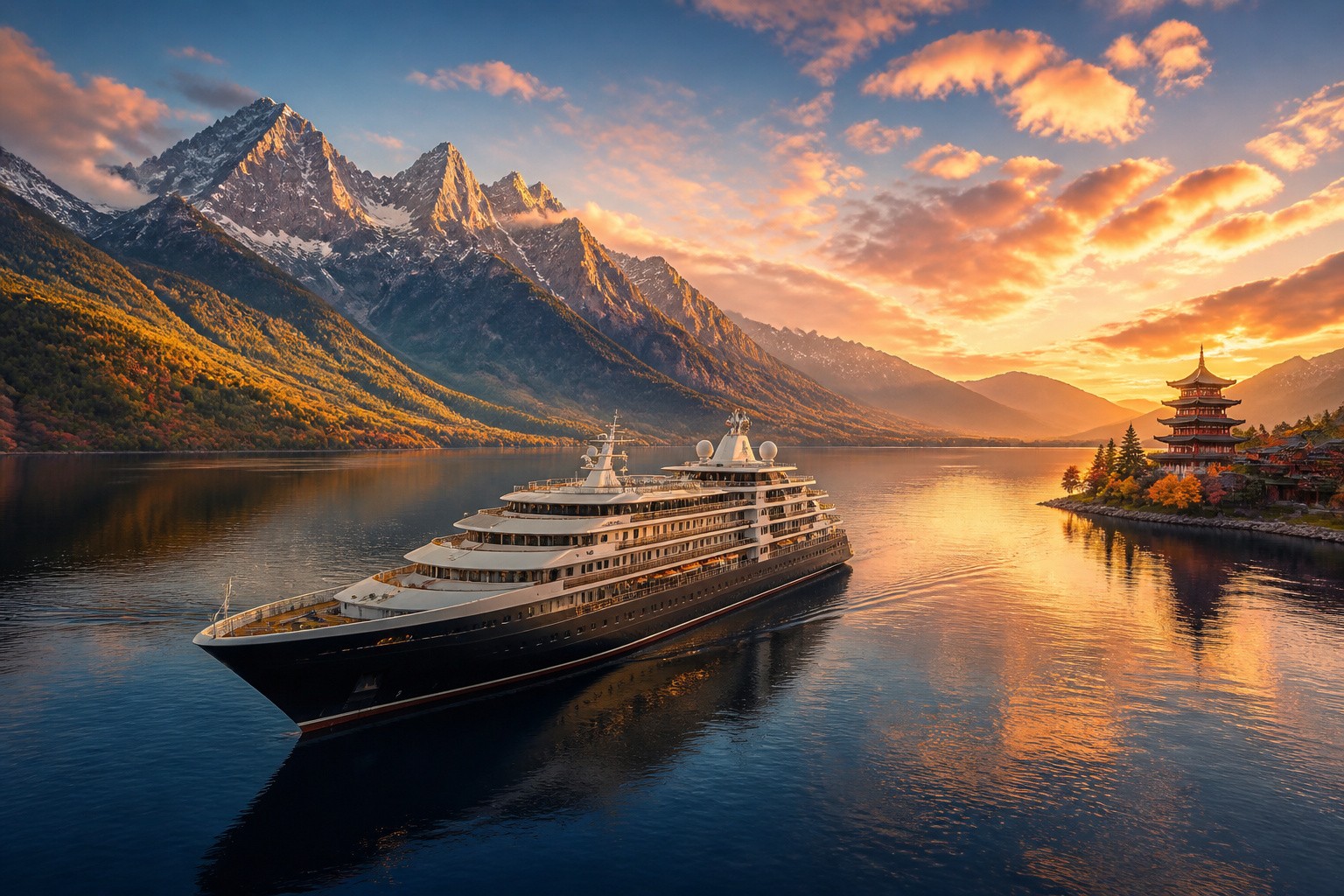 Croisiere de luxe au coucher du soleil