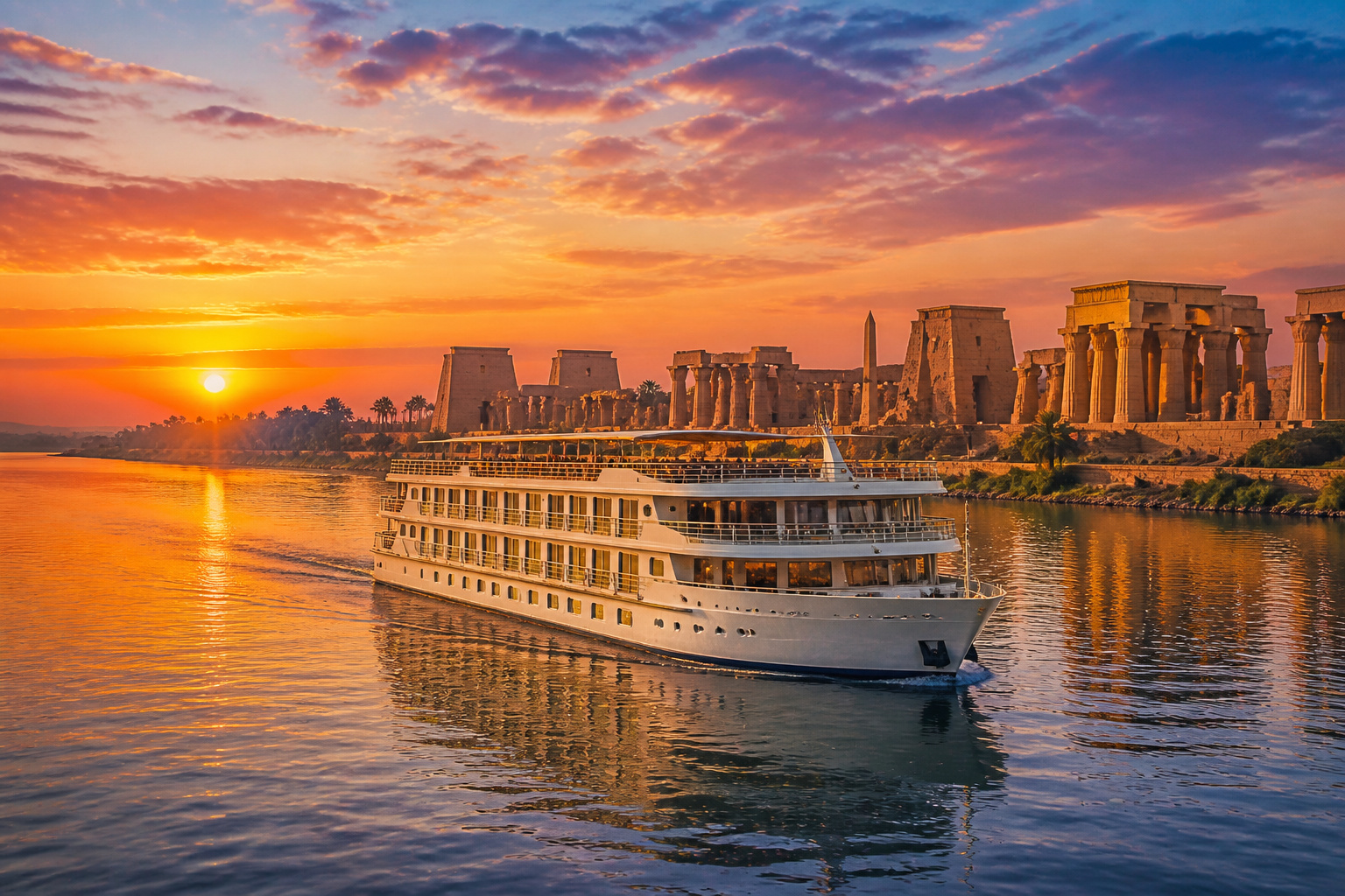 Croisiere de luxe sur le nil au coucher du soleil