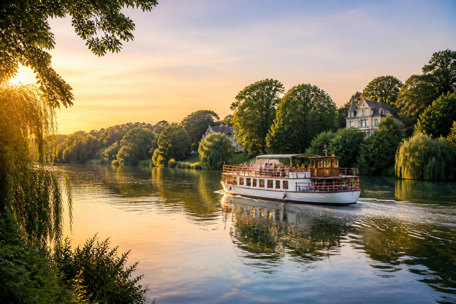 Bateau sur lerdre au coucher du soleil