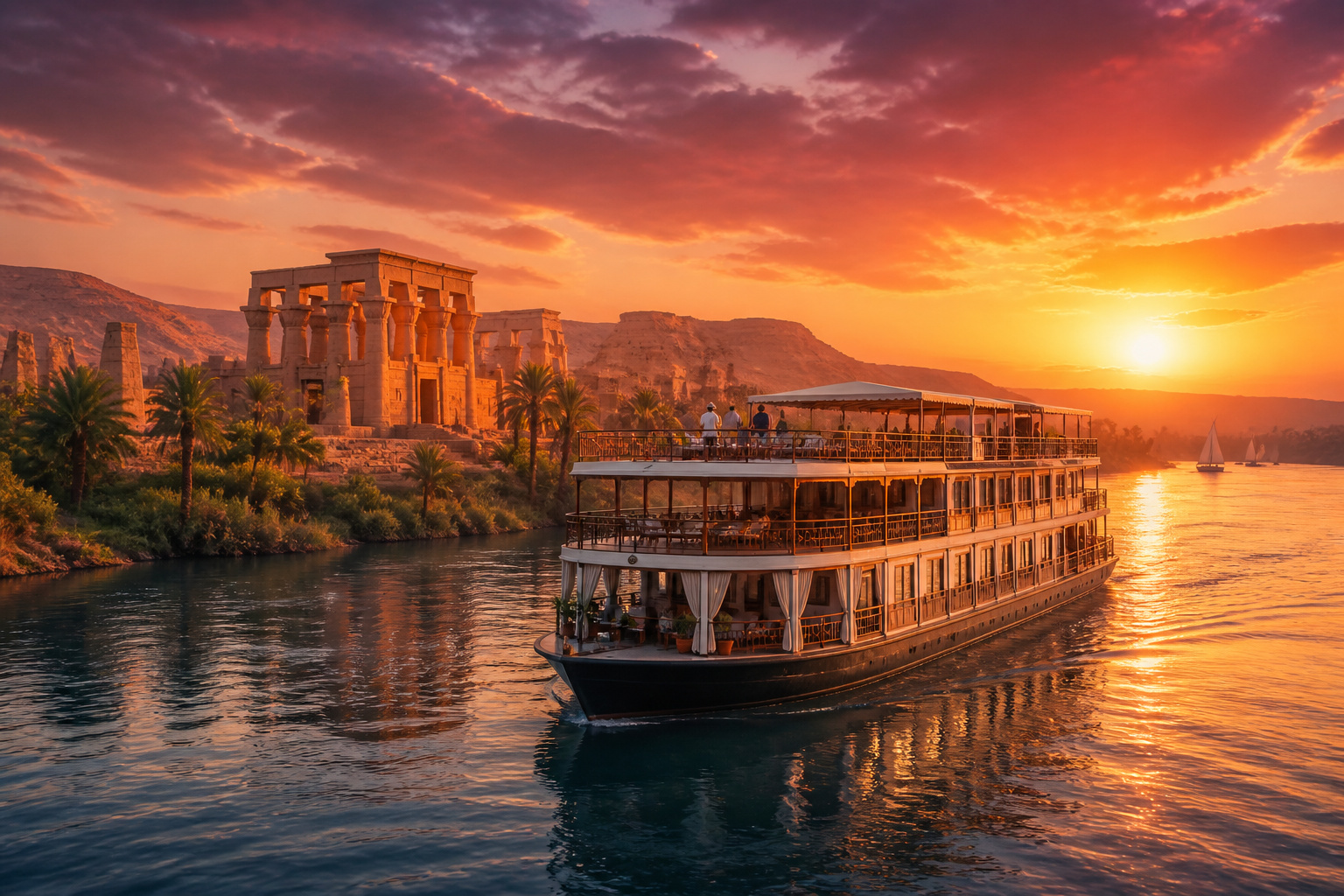 Croisiere egyptienne au coucher du soleil