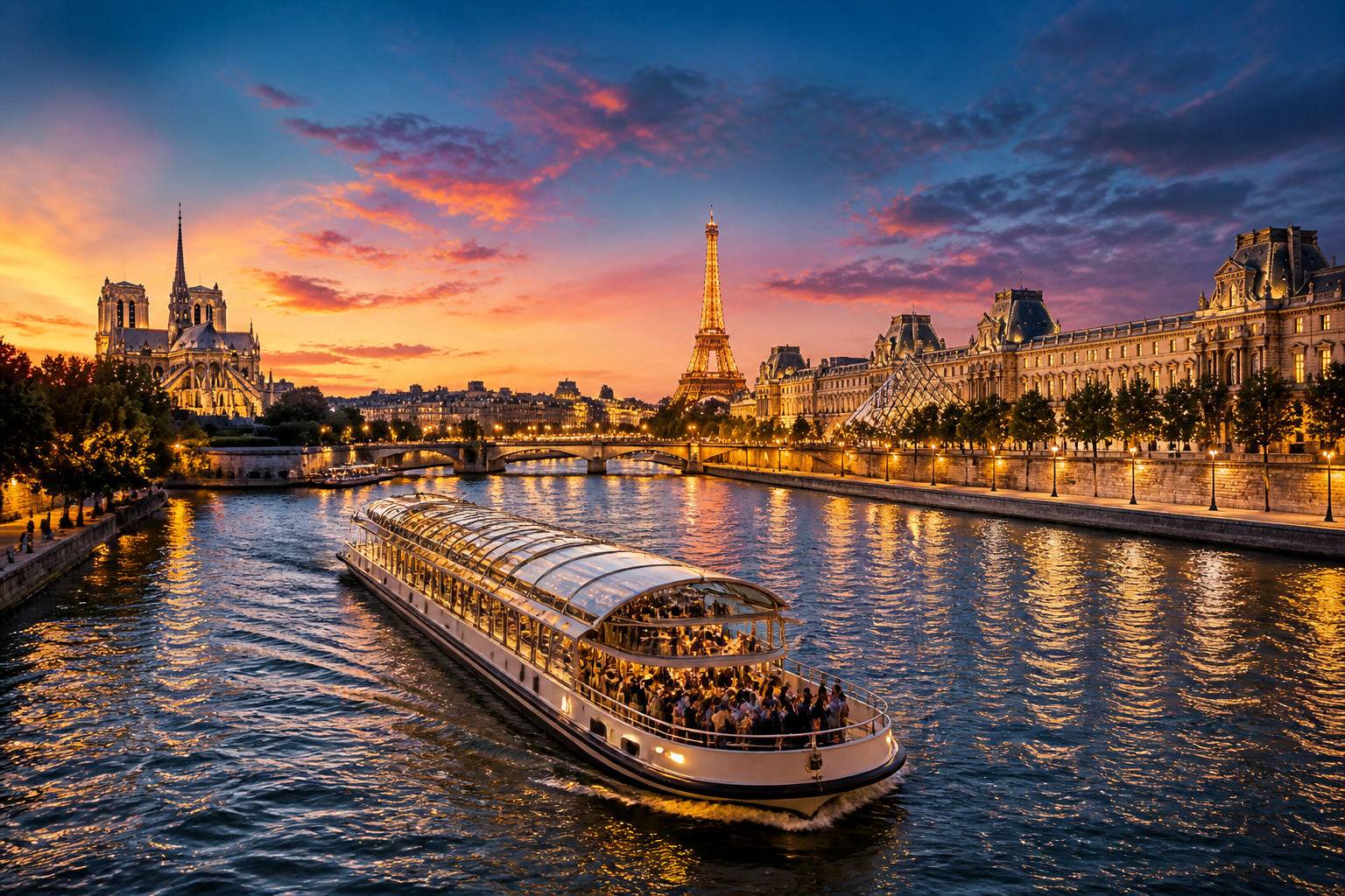 Croisiere sur la seine au coucher du soleil