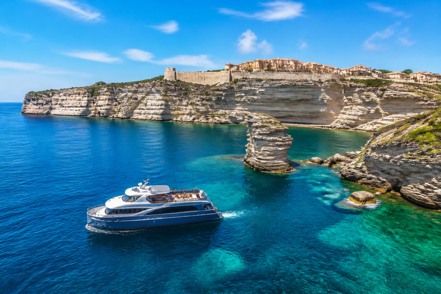 Cote corse bonifacio et yacht de luxe